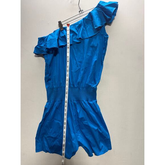 Mad Rag Women's Blue Off-Shoulder Romper Size L, Ruffled Top - Picture 9 of 9